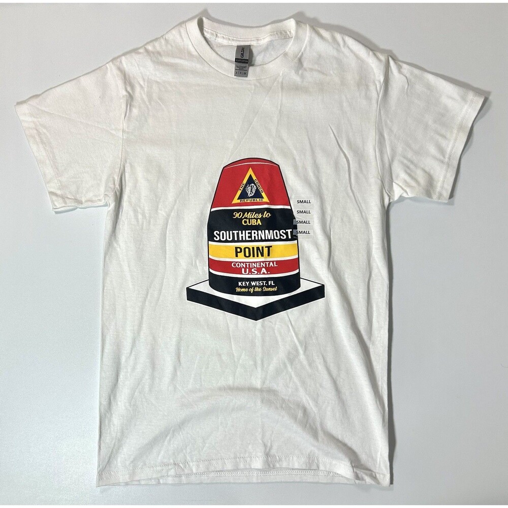 Small Key West Southernmost Point Conch Republic Buoy Graphic White Shirt